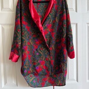 Victoria's Secret Red and Green Double Breasted Vintage Nightgown